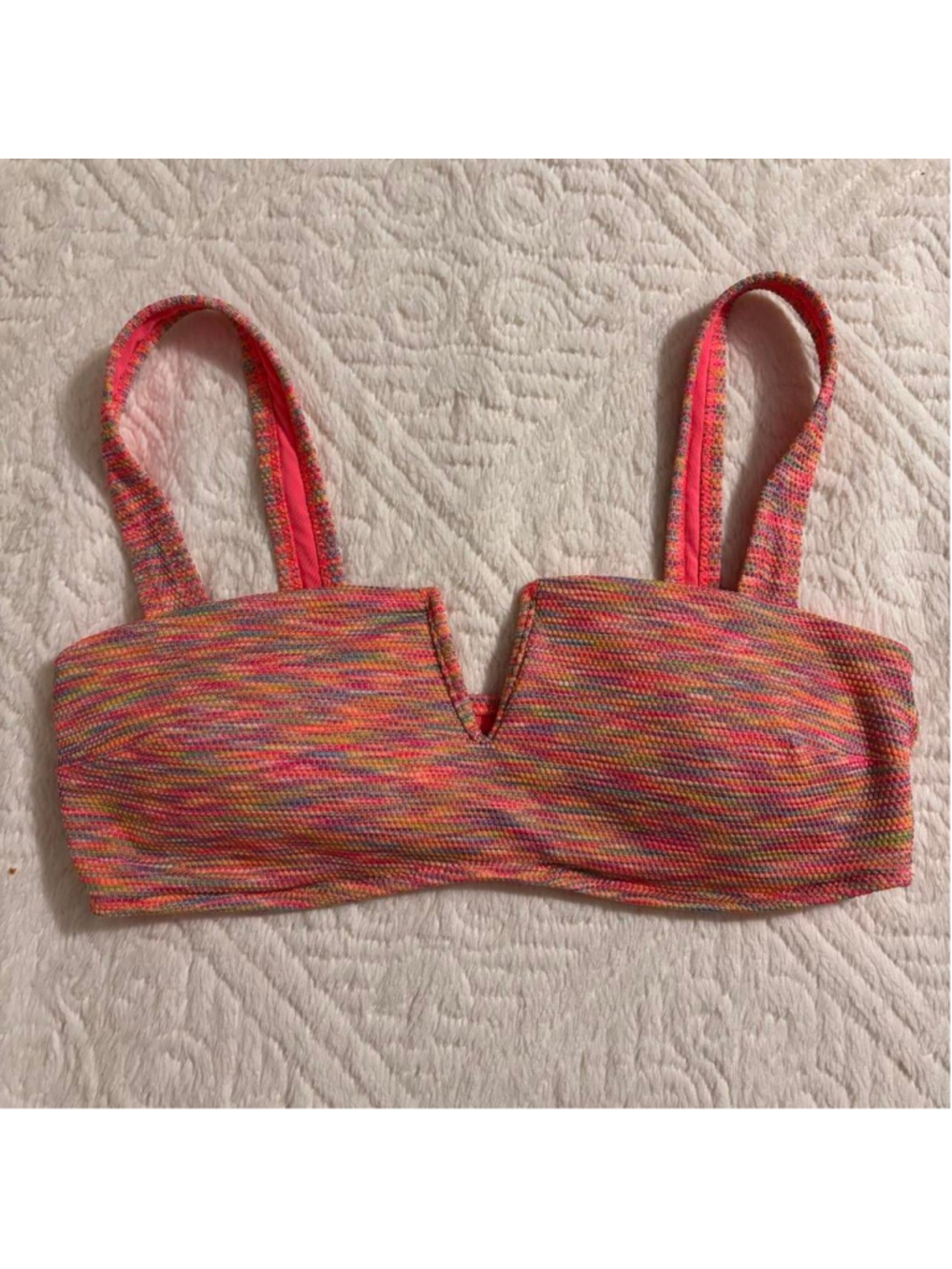 Aerie Space Dye Textured Bikini Bandeau Top Medium Mulit Color Am Eagle Women

B